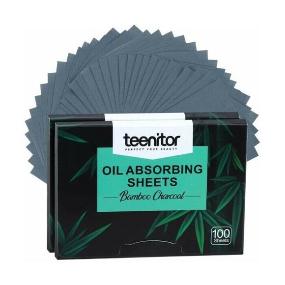 100 Sheets Natural Blotting Paper for Oily Skin w Bamboo Charcoal Oil Blot.. NEW - Picture 1 of 6